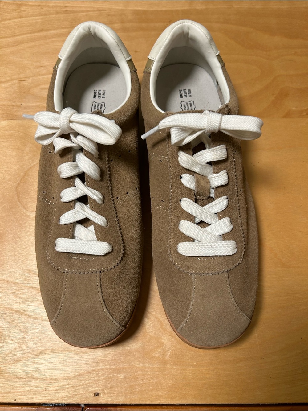 Project Cloud Women's Suede Athletic Sneakers in Taupe with White Laces - Picture 3 of 7